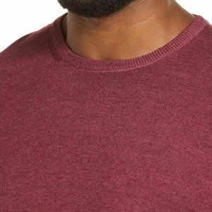 NWOT 2XL NORDSTROM SIGNATURE Merino Wool Garment Dye Crewneck Sweater Burgundy